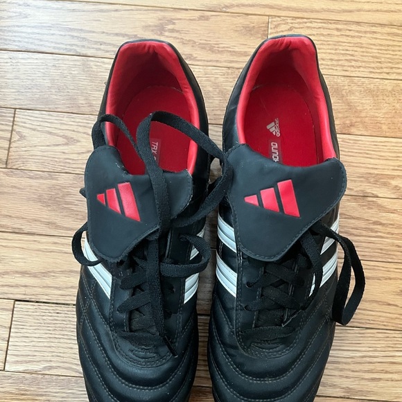 [US10]VTG Adidas Men's TRX Firm Ground Black Soccer Shoes Cleats EUC - Picture 5 of 7